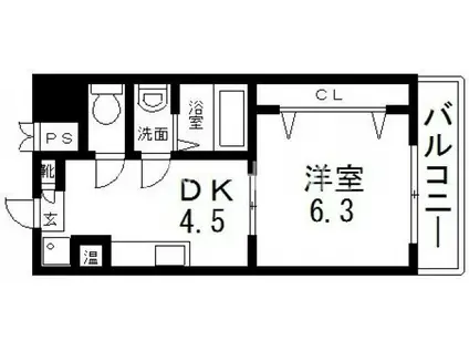 新深江池田マンション(1DK/8階)の間取り写真