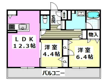 シャーメゾン マシェリ ミズオ(2LDK/2階)の間取り写真