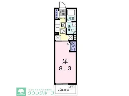 グレイスカレントII(1K/1階)の間取り写真