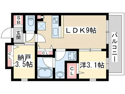 スプランディッド新大阪8(1SLDK/2階)の間取り写真
