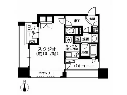 レジディア市ヶ谷(ワンルーム/2階)の間取り写真