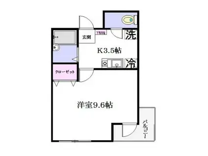 LIVERPOOL南市川(1K/3階)の間取り写真