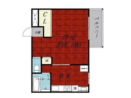 サンメゾンXIII(1K/1階)の間取り写真