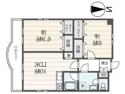 アルカディア東戸塚(2LDK/3階)の間取り写真