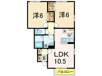 セゾン・フルベールモンド(2LDK/1階)の間取り写真