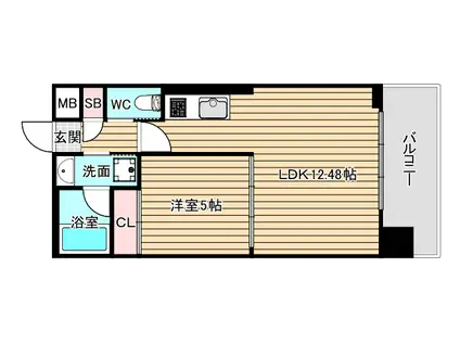 プレジオ弁天町(1LDK/8階)の間取り写真