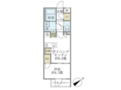 コンポジット早稲田鶴巻町(1DK/2階)の間取り写真
