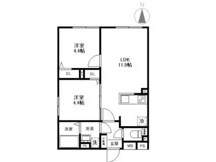 マリオン杉並(2LDK/1階)の間取り写真
