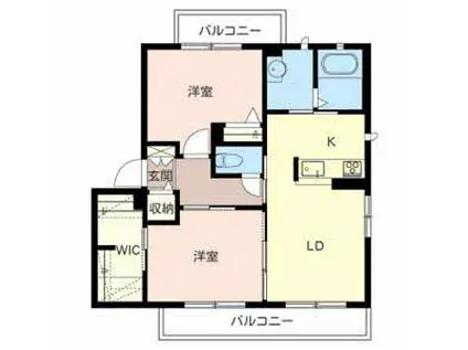 パークアベニュー参番館(2LDK/1階)の間取り写真