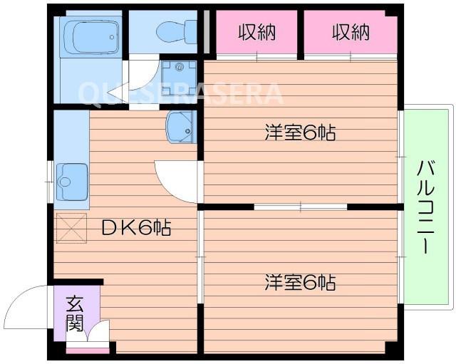 サニーハイツ(2DK/2階)の間取り写真