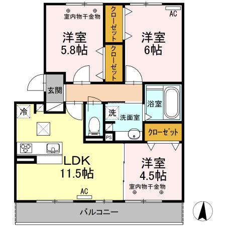 ROYAL WINS(3LDK/1階)の間取り写真