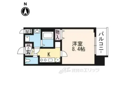 プレサンス京都洛南(1K/5階)の間取り写真