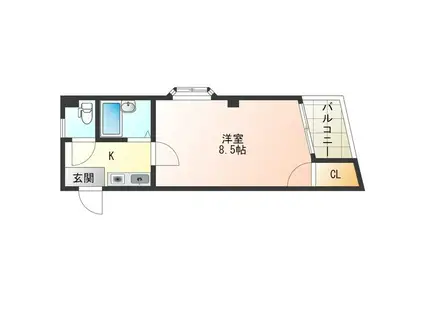 ル・パラ九条(1K/2階)の間取り写真