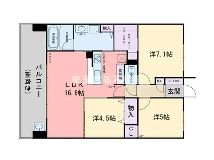 トラスト前原ネクサージュII(3LDK/14階)の間取り写真
