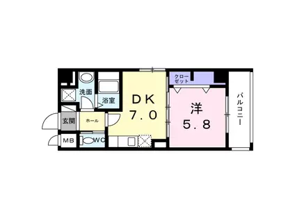 アーバン アイランド・ウエスト(1DK/3階)の間取り写真