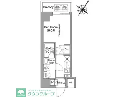 コンフォリア・リヴ横浜阪東橋(1K/6階)の間取り写真