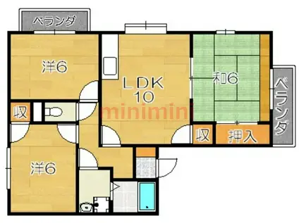 グラティア中条(3LDK/2階)の間取り写真