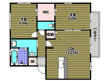 オリーベンハウスタカベ(2LDK/1階)の間取り写真