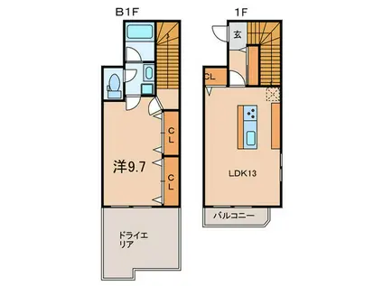 白金高輪レジデンス(1LDK/B1階)の間取り写真