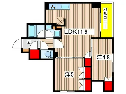 アスマチメゾン両国I(2LDK/3階)の間取り写真