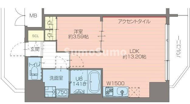 プレジオ日暮通(1LDK/12階)の間取り写真