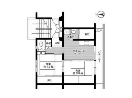 ビレッジハウス松園1号棟(2DK/4階)の間取り写真