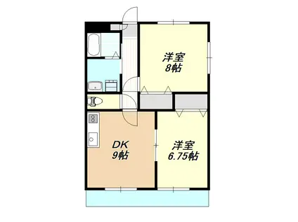 コーポ桃太郎(2DK/2階)の間取り写真