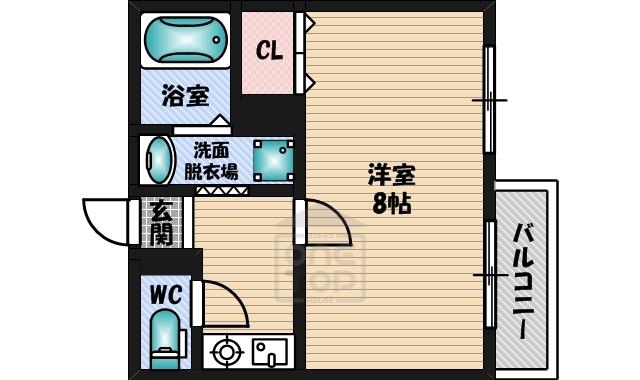 ルナ江坂(1K/1階)の間取り写真