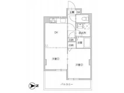 ラムール住吉(2DK/6階)の間取り写真