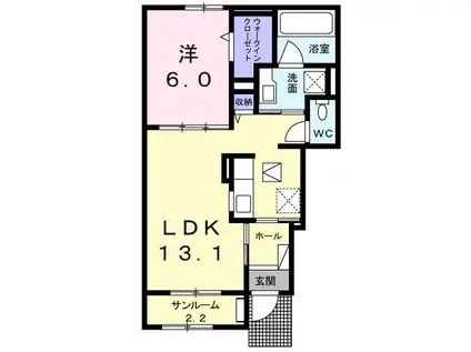 ヴィラ パーク サイドN(1LDK/1階)の間取り写真