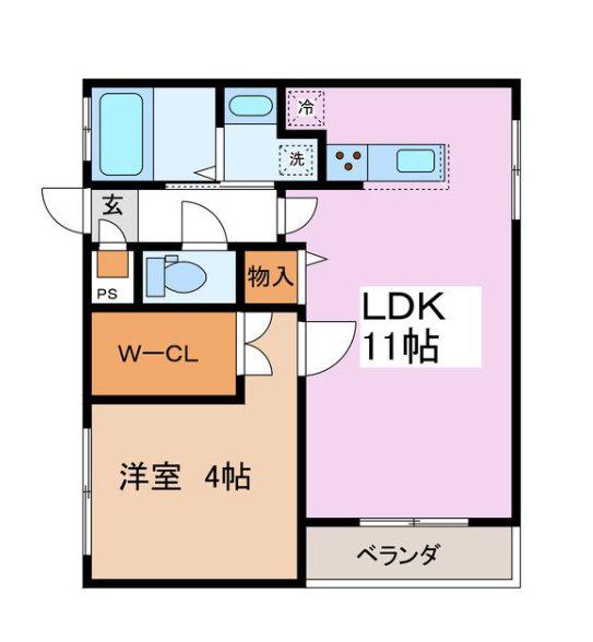 コスモ松本(1LDK/2階)の間取り写真