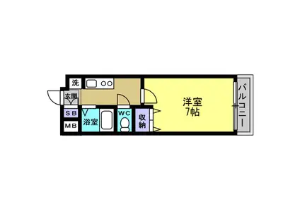 シャトレヴェールII(1K/1階)の間取り写真