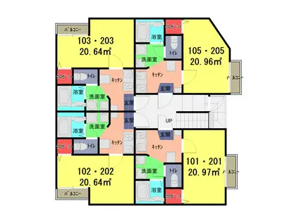 BLANC CUBE一ノ割(1K/2階)の間取り写真