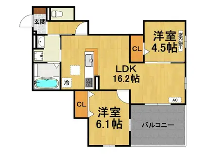 ヴィクトワール 庄(2LDK/3階)の間取り写真
