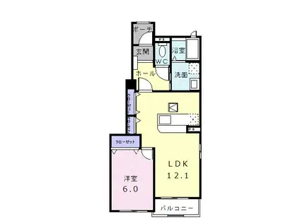 アルカンシエル壱番館(1LDK/1階)の間取り写真