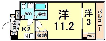セレニテ甲子園2号棟(1DK/5階)の間取り写真