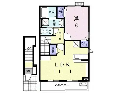 エスポアールB(1LDK/2階)の間取り写真