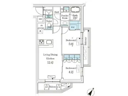 参宮橋ビューアパートメント(2LDK/2階)の間取り写真