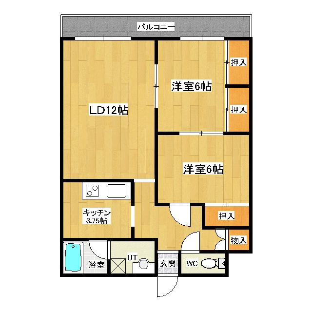 グリーンヴィレッジ(2LDK/4階)の間取り写真