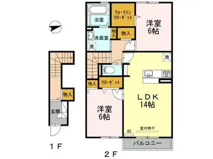 京・都詩里(2LDK/2階)の間取り写真