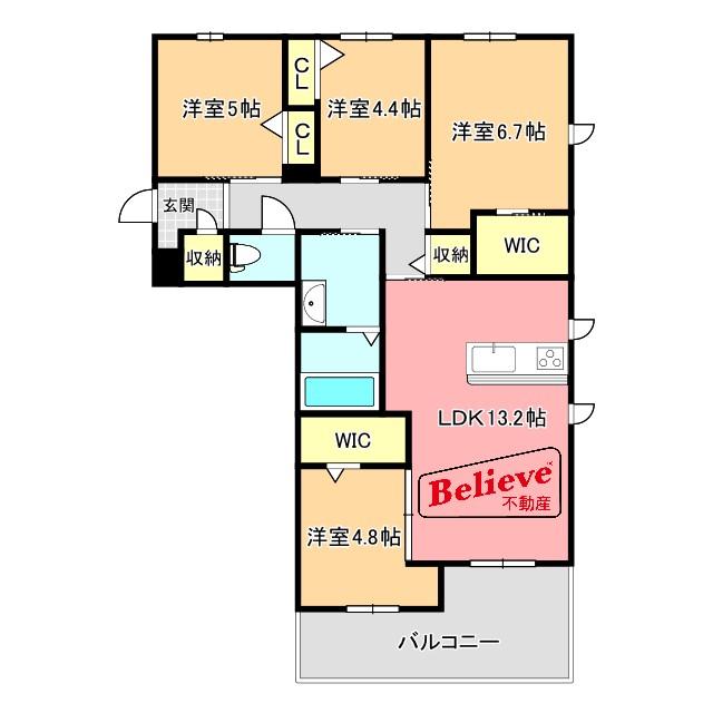 MAST東櫛原B(4LDK/1階)の間取り写真