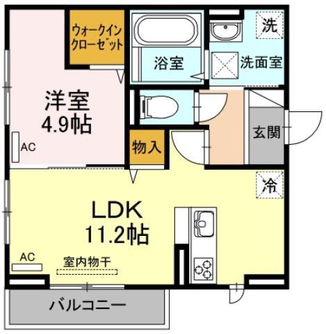 フルール(1LDK/1階)の間取り写真