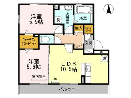 グランツ(2LDK/2階)の間取り写真