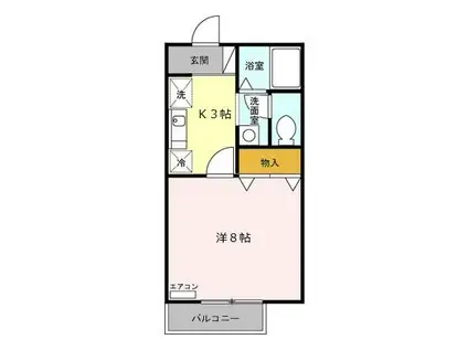 ローズアイランド A(1K/2階)の間取り写真