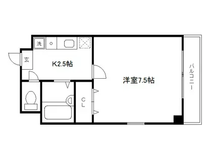サンシャイン東山(1K/2階)の間取り写真