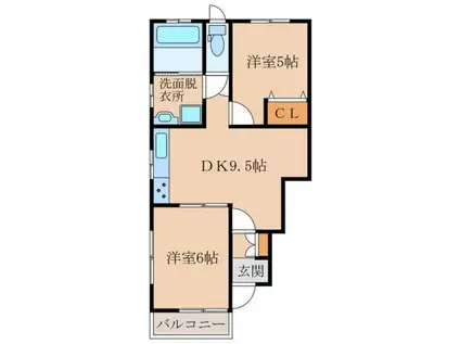 セレブレイト寿D棟(2DK/1階)の間取り写真