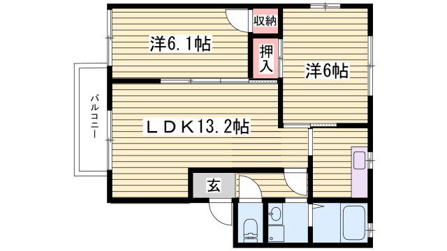 フレグランス北平野(2LDK/2階)の間取り写真