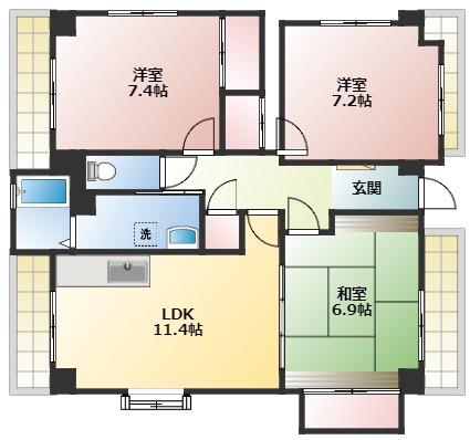 シャレシュエット(3LDK/3階)の間取り写真