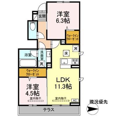 メゾン陣場(2LDK/1階)の間取り写真