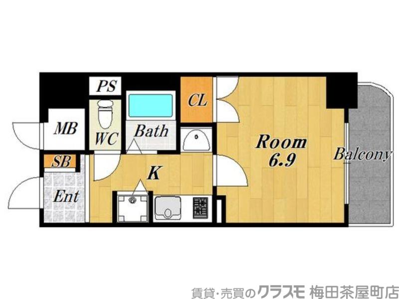 ランドマークシティ同心(1K/8階)の間取り写真